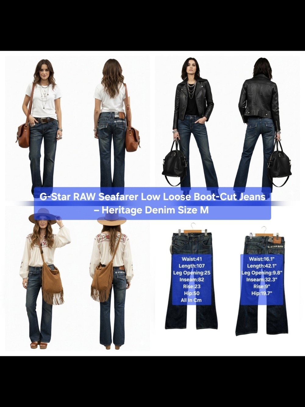 G-Star RAW Seafarer Low Loose Boot-Cut Jeans Heritage Denim Size M